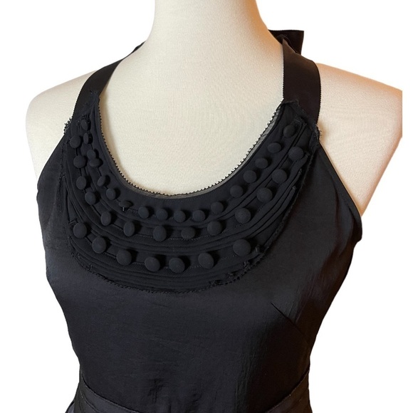 LOFT Black Sleeveless Pleated Cocktail Dress with Bow at Tie - Size 0 - Picture 3 of 9